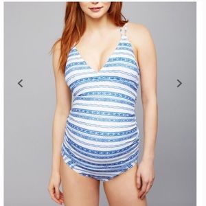 Pea In The Pod Striped Maternity Tankini Swimsuit